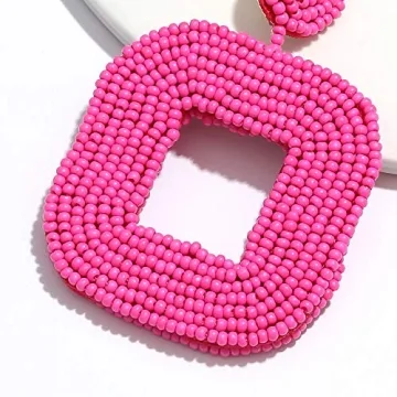 Shop Boderier Hot Pink Beaded Drop Earrings for Summer Style