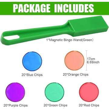Dacefloy Magnetic Bingo Wand with 100 Metal Ringed Chips for Counting School/Game Chips Plastic Markers