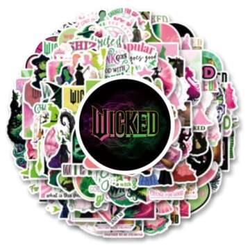 126Pcs Wicked Stickers Pack, Musical Play Aesthetic Vinyl Waterproof Decals for Water Bottle,Laptop,Phone,Skateboard,Scrapbooking,Bumper Decor for Kids Teens Adults Fans for Party Supply Decor