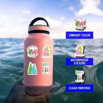 126Pcs Wicked Stickers Pack, Musical Play Aesthetic Vinyl Waterproof Decals for Water Bottle,Laptop,Phone,Skateboard,Scrapbooking,Bumper Decor for Kids Teens Adults Fans for Party Supply Decor