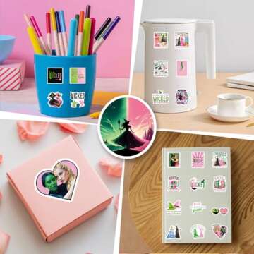 126Pcs Wicked Stickers Pack, Musical Play Aesthetic Vinyl Waterproof Decals for Water Bottle,Laptop,Phone,Skateboard,Scrapbooking,Bumper Decor for Kids Teens Adults Fans for Party Supply Decor