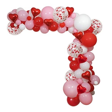 Valentines Red Pink White Party Balloons Arch, 110 PCS Valentines Color 18" 12" 5" Balloons Red Hear...