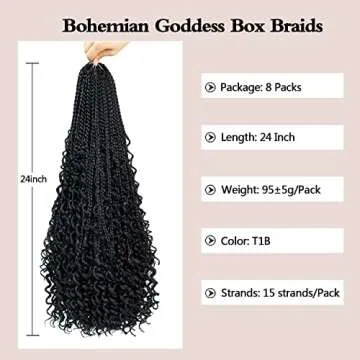 Coolbeeza Goddess Box Braids - 8 Packs of Easy Crochet Hair