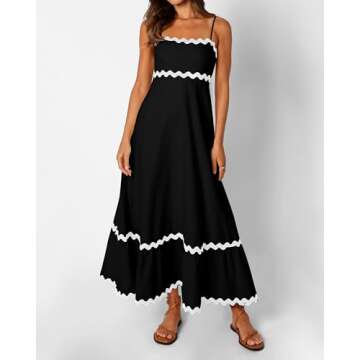 dowerme Women's Spaghetti Strap Summer Maxi Dress 2025