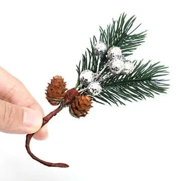 Cooraby Silver Christmas Berry Stems for Holiday Decor