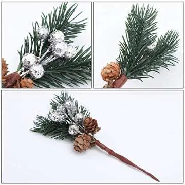 Cooraby Silver Christmas Berry Stems for Holiday Decor
