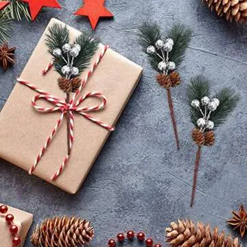 Cooraby Silver Christmas Berry Stems for Holiday Decor