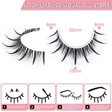 Manga Lashes Natural Look Anime False Eyelashes Wispy Short 3D Spiky Fake Eye Lashes with Clear Band...