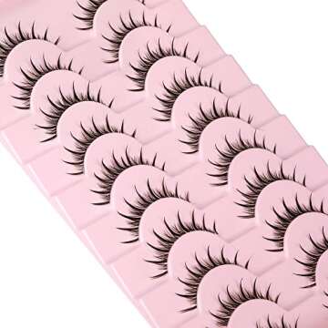 Manga Lashes Natural Look Anime False Eyelashes Wispy Short 3D Spiky Fake Eye Lashes with Clear Band Asian Korean Makeup Faux Mink Lashes 10 Pairs Reusable False Lashes ALICROWN