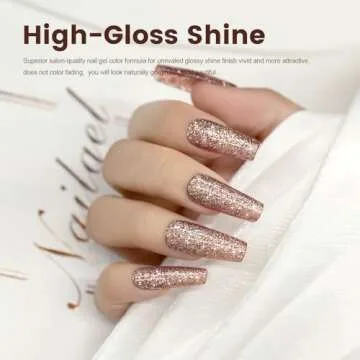 RARJSM Pink Glitter Gel Nail Polish Metallic Pink Diamond Gel Polish Sparkly Chunky Iridescent Rainb...