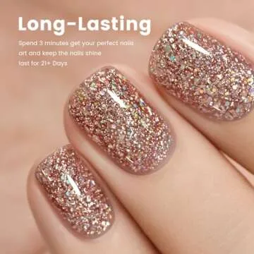 RARJSM Pink Glitter Gel Nail Polish for Glamorous Nails