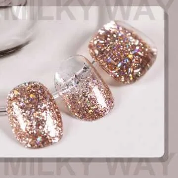 RARJSM Pink Glitter Gel Nail Polish for Glamorous Nails