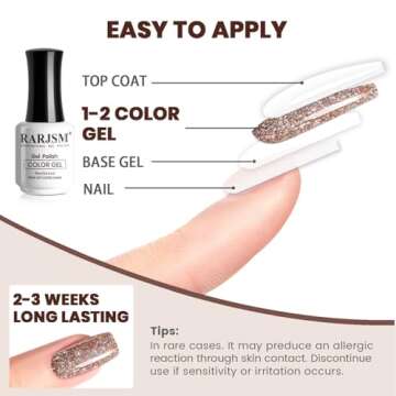 RARJSM Pink Glitter Gel Nail Polish Metallic Pink Diamond Gel Polish Sparkly Chunky Iridescent Rainbow Platinum Pigments Nail Gel Polish Soak off Led UV Curing Required for Nail Art Salon Manicure