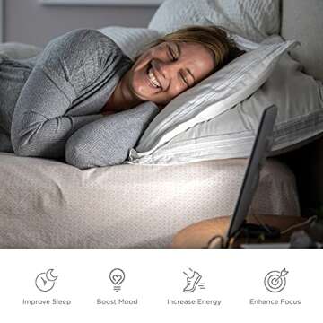 Verilux HappyLight Lumi - UV-Free LED Therapy Lamp, Bright White Light with 10,000 Lux, Adjustable Brightness, Detachable Stand, and Wall Mountable