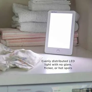 Verilux HappyLight Lumi - UV-Free LED Therapy Lamp, Bright White Light with 10,000 Lux, Adjustable Brightness, Detachable Stand, and Wall Mountable