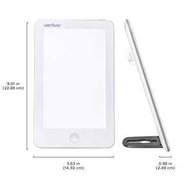 Verilux HappyLight Lumi - UV-Free LED Therapy Lamp, Bright White Light with 10,000 Lux, Adjustable Brightness, Detachable Stand, and Wall Mountable