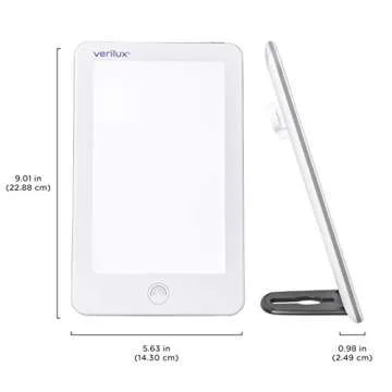 Verilux HappyLight Lumi - UV-Free LED Therapy Lamp, Bright White Light with 10,000 Lux, Adjustable Brightness, Detachable Stand, and Wall Mountable