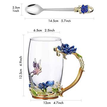 Guon-Wuvl Gifts for Mom Women Mothers Day Flower Cups Tea Mug With Tea Spoon Valentines Day Christma...