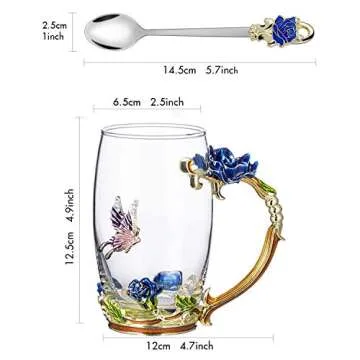 Guon-Wuvl Gifts for Mom Women Mothers Day Flower Cups Tea Mug With Tea Spoon Valentines Day Christma...