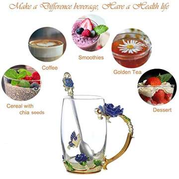 Guon-Wuvl Gifts for Mom Women Mothers Day Flower Cups Tea Mug With Tea Spoon Valentines Day Christmas Gift Coffee, Tea, Juice, Beer, Milk Hot And Cold Drinks Use Gift Package