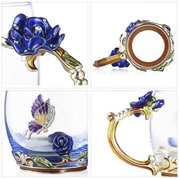 Guon-Wuvl Gifts for Mom Women Mothers Day Flower Cups Tea Mug With Tea Spoon Valentines Day Christmas Gift Coffee, Tea, Juice, Beer, Milk Hot And Cold Drinks Use Gift Package