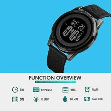 YUINK Mens Watch Ultra-Thin Digital Sports Watch Waterproof Stainless Steel Fashion Wrist Watch for ...