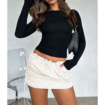 Stylish ABYOVRT Cargo Skirt with Pockets and Adjustable Waist