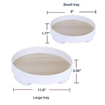 Elegant Round Bathroom Tray 2 Pack for Vanity Organization