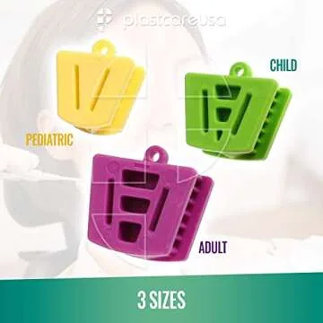 Dental Bite Blocks All Sizes - Autoclave Dental Silicone Mouth Props for Adults and Kids - 2 of Each Large, Medium, and Small Dental Cheek Retractor & Mouth Opener (Bag of 6) by PlastCare USA