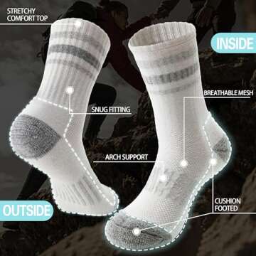 EBMORE Womens Merino Wool Hiking Socks Thermal Warm Winter Boot Crew Cushion Work Gift Socks 5 Pairs...