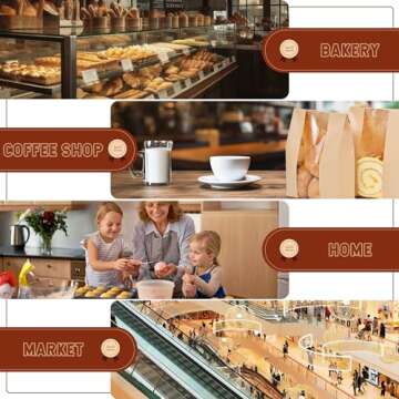 50 Pack Bread Bags for Homemade Bread with Stickers, Sourdough Paper Bread Bags with Clear Window, Bread Storage for Homemade Bread Sourdough Bread Baking Supplies (Brown, 9.3 * 4.7 * 1.9 Inch)