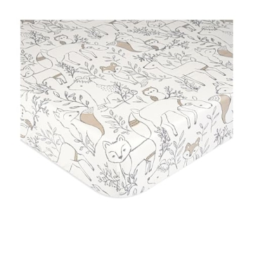 Crane Baby Crib Sheet, Woodland Animal Crib Sheets & Toddler Sheets, 100% Cotton Crib Sheets for Sta...