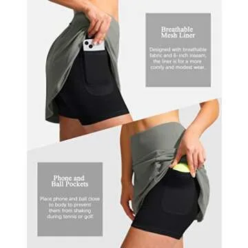 SANTINY Women's Golf Skorts with Zipper Pockets and Style