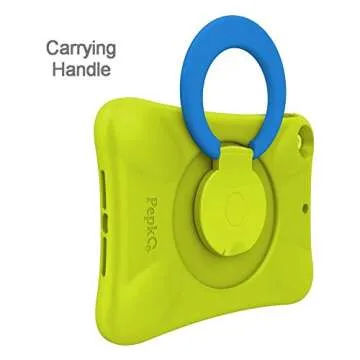 NLR FUN Pepkoo Kids Case for iPad, Shockproof Cover for 9.7” iPad 6th/5th Generation (2018/2017) / iPad Air 2 / iPad Air, Lightweight Full Body Protective Case with Foldable Handle/Stand (Green+Blue)