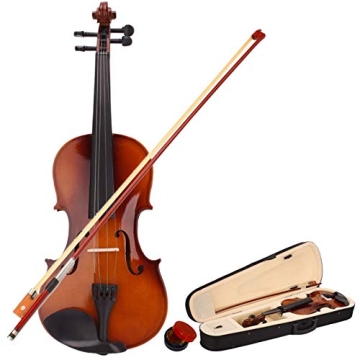 4/4 Acoustic Violin Set, Handmade Student Acoustic Violin Beginner Pack ith Carrying Case,Bow and Ro...