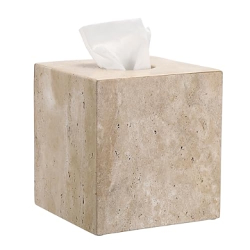 Sumnacon Heavy Duty Square Tissue Box Cover in Natural Travertine Stone