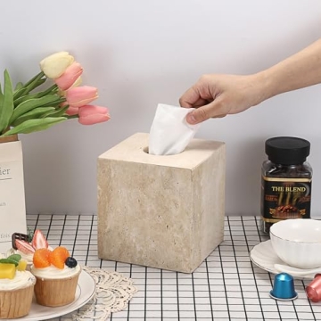 Heavy Duty Travertine Tissue Box Cover for Elegant Spaces
