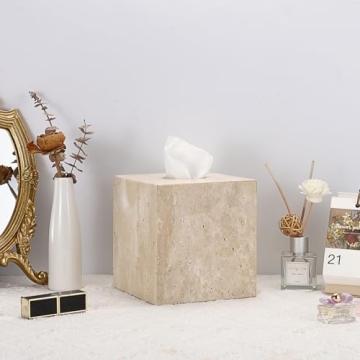 Heavy Duty Travertine Tissue Box Cover for Elegant Spaces