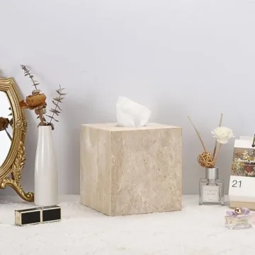 Heavy Duty Travertine Tissue Box Cover for Elegant Spaces