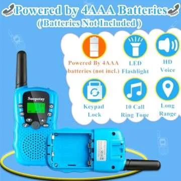Walkie Talkie for Kids 2 Pack, Kids Walkie Talkies for Girls and Boys, Walkie Talkie Toys with 3 Miles Long Range and 22 Channels, Walky Talky Toy for 3-12 Year Old (Blue Blue, 2Pack)