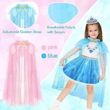Princess Dress Up Costume Set for Kids Age 3-8 with Accessories