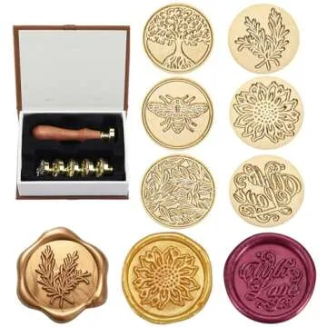 Wax Seal Stamp Set - Elegant Vintage Plant Series with Gift Box
