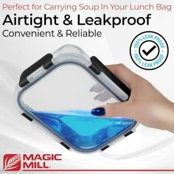 Magic Mill Glass Storage Containers with lids Set | Ultimate 24pc Set with BPA-Free Airtight Locking Lids for Lunch, Food Storage, Meal Prep, Safe in Fridge, Freezer, Dishwasher Safe for Easy Clean