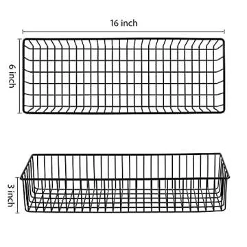 Wetheny Farmhouse Decor Metal Wire Organizer Storage Basket (2 Pack)-Toilet Paper Storage-Organization and Storage for Bedroom, Bathroom, Kitchen Cabinets, Pantry, Laundry Room, Closets (Black)