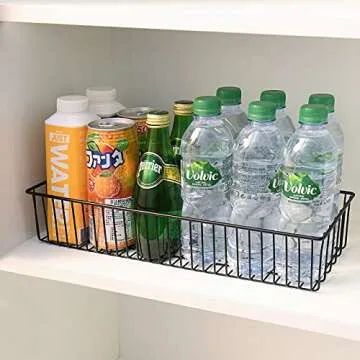 Wetheny Farmhouse Decor Metal Wire Organizer Storage Basket (2 Pack)-Toilet Paper Storage-Organization and Storage for Bedroom, Bathroom, Kitchen Cabinets, Pantry, Laundry Room, Closets (Black)