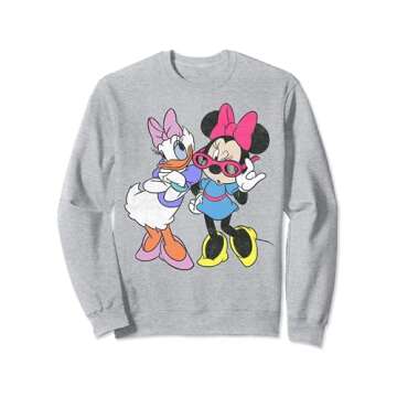 Disney Mickey And Friends Daisy & Minnie Vintage Fashion Sweatshirt, Grey, Small