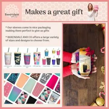 Baxendale Iced Coffee Sleeve for Cold Drink Cups - 2 Pack Neoprene Iced Coffee Sleeve Cup Sleeves for Cold Drinks, Reusable Compatible with Starbucks Dunkin - Large 32oz (Peach & Mint Textured)