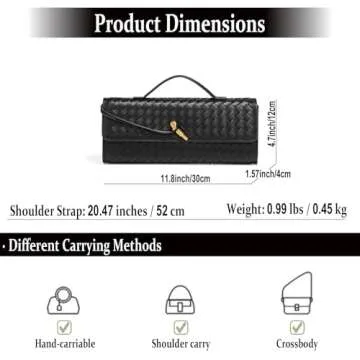 KUNGFUMA Vegan Leather Woven Evening Bag for Women