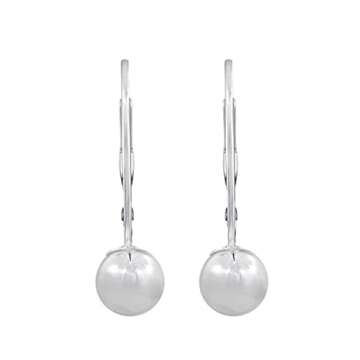 Amazon Essentials Sterling Silver 7MM Ball Lever Back Earrings, (previously Amazon Collection)