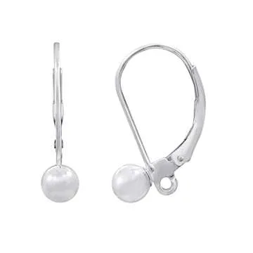 Amazon Essentials Sterling Silver 7MM Ball Lever Back Earrings, (previously Amazon Collection)